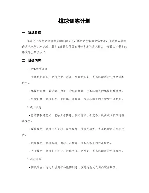 排球训练计划