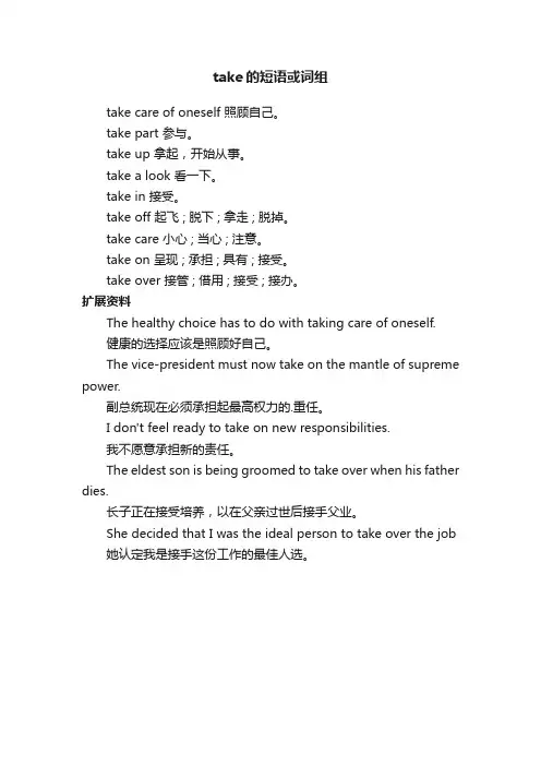 take的短语或词组