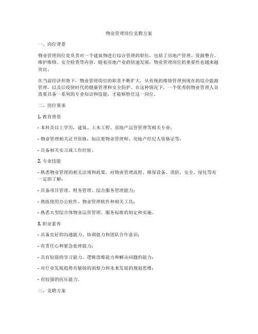 物业管理岗位竞聘方案