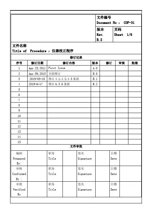 COP-31(B.2)仪器校正程序