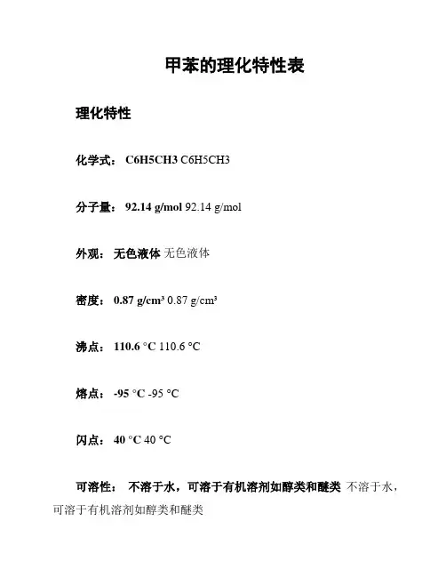 甲苯的理化特性表