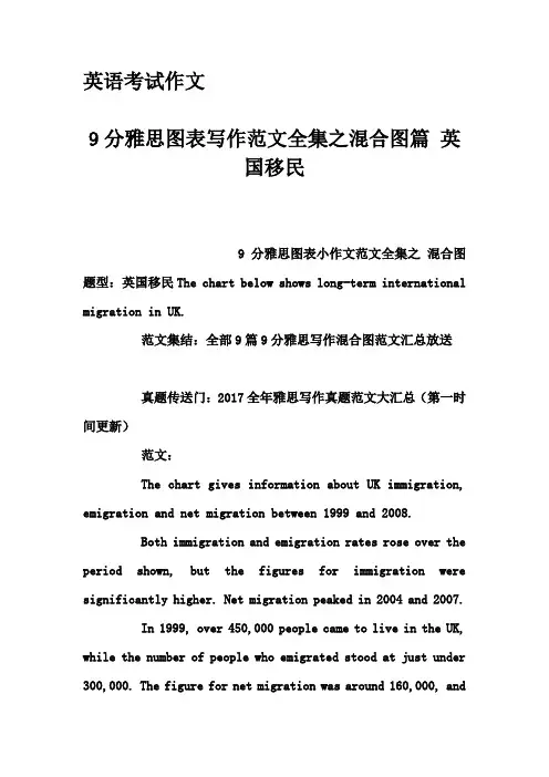 英语考试作文-9分雅思图表写作范文全集之混合图篇 英国移民