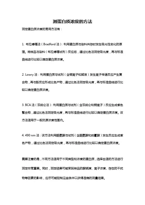 测蛋白质浓度的方法