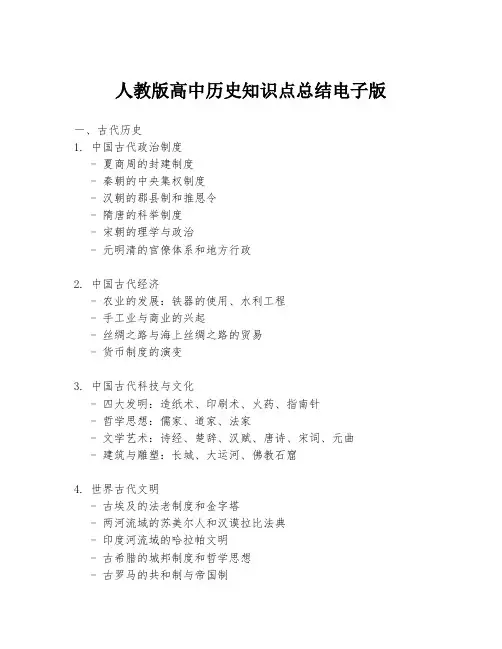 人教版高中历史知识点总结电子版