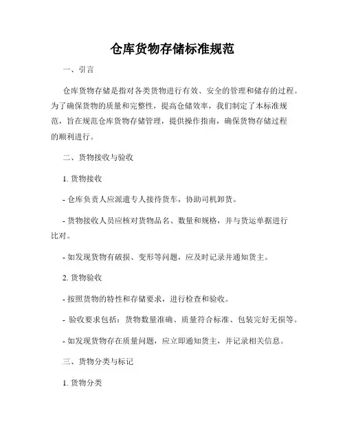 仓库货物存储标准规范