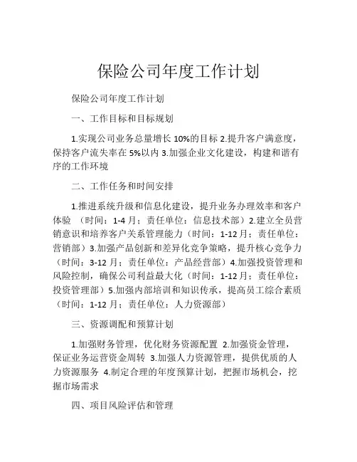 保险公司年度工作计划