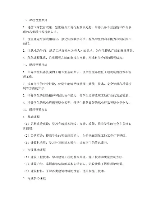 工地专业课程设置方案模板