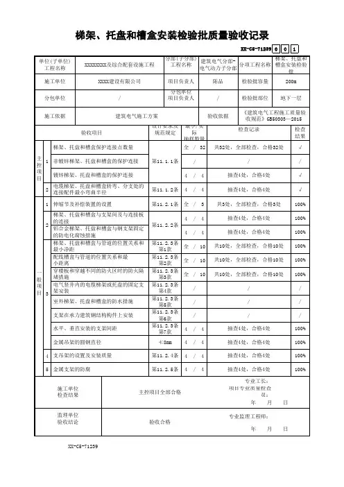 梯架、托盘和槽盒安装检验批质量验收记录