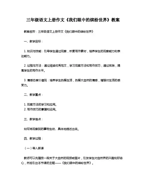 三年级语文上册作文《我们眼中的缤纷世界》教案