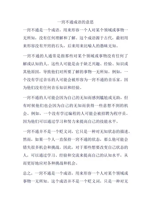 一窍不通成语的意思
