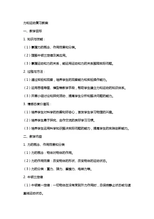 力和运动复习教案