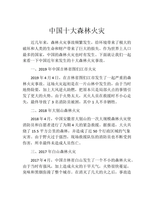 中国十大森林火灾