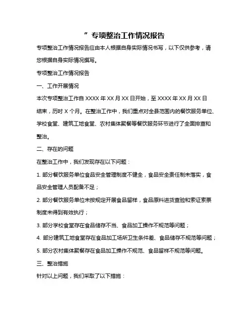 ”专项整治工作情况报告