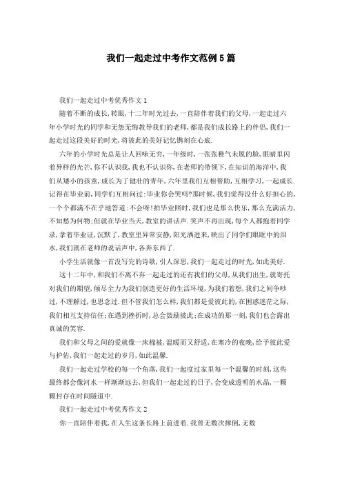 我们一起走过中考作文范例5篇