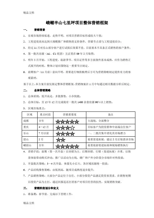 峨嵋半山七里坪项目整体营销框架资料