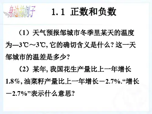 数学人教版七年级上册1.1正数和负数 PPT课件
