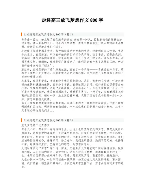 走进高三放飞梦想作文800字