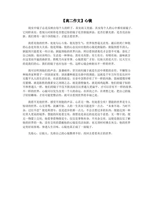 【高二作文】心镜