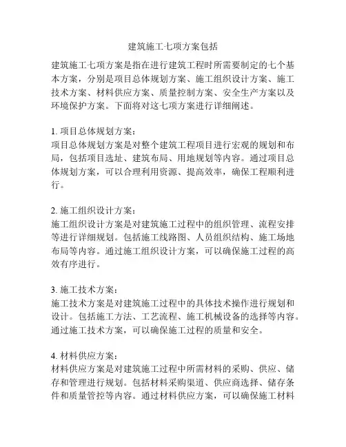 建筑施工七项方案包括