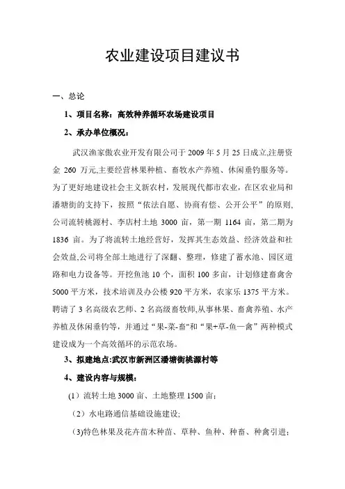 农业建设项目建议书