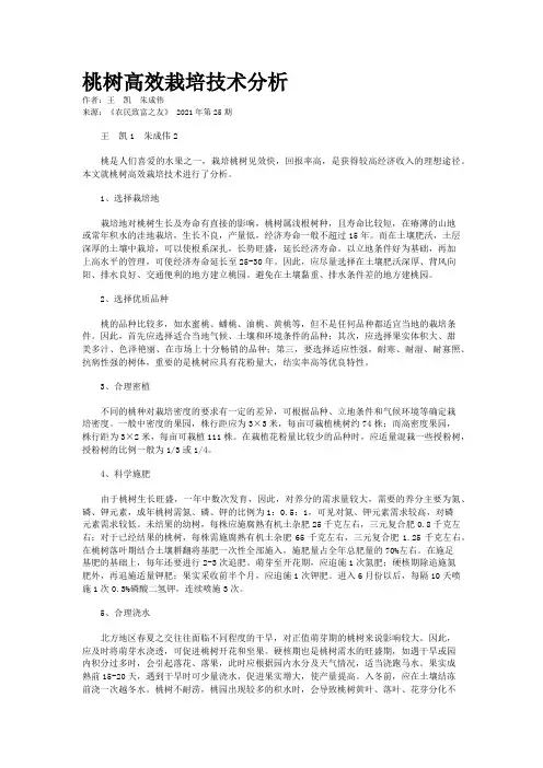 桃树高效栽培技术分析