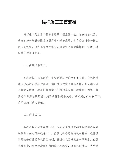 锚杆施工工艺流程