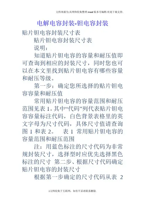 电解电容封装钽电容封装