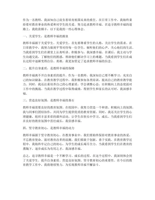 追寻教师幸福心得体会