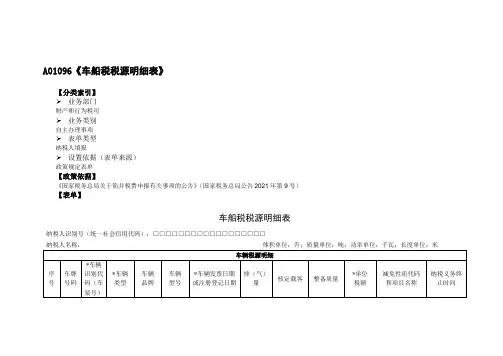 《车船税税源明细表》附表单说明