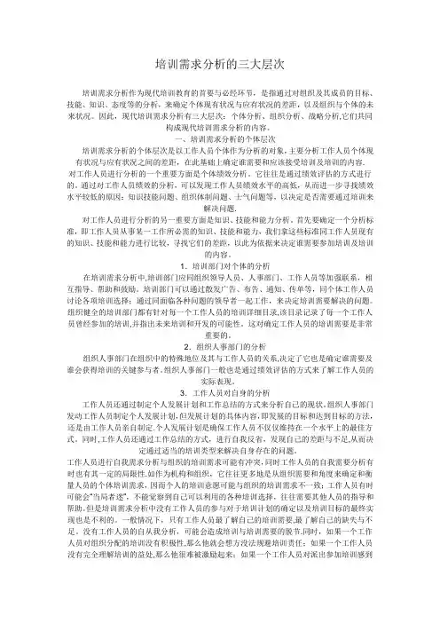 培训需求分析的三大层次