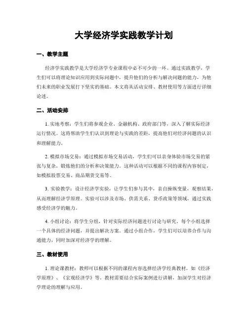 大学经济学实践教学计划