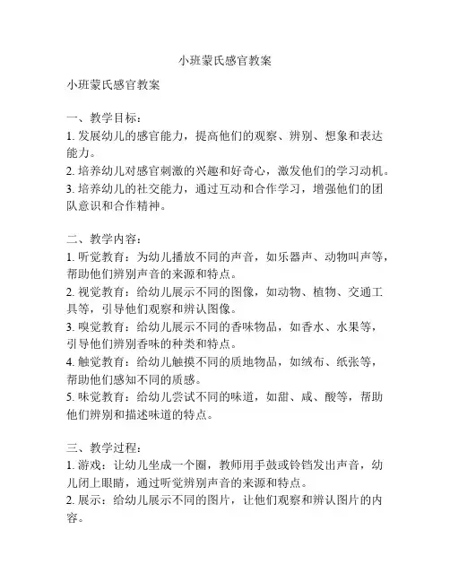 小班蒙氏感官教案