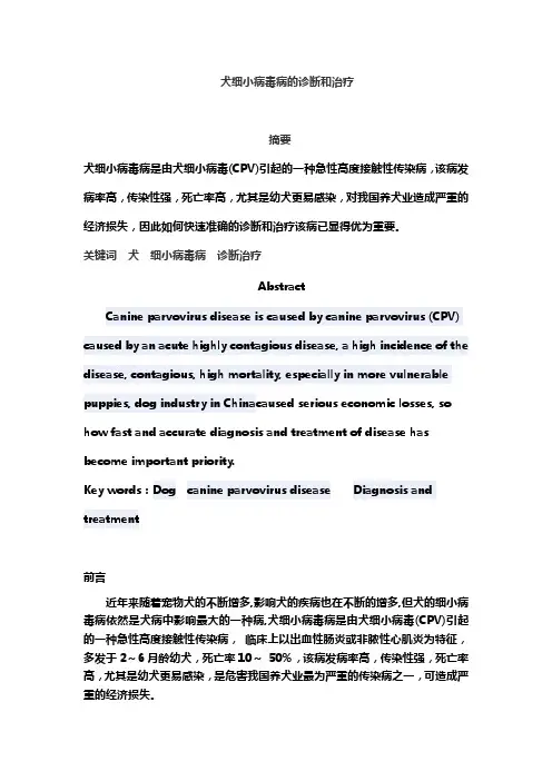 犬细小病毒病的诊断和治疗