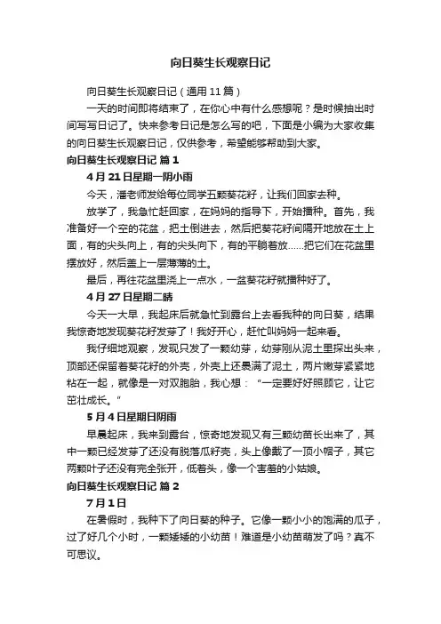 向日葵生长观察日记（通用11篇）