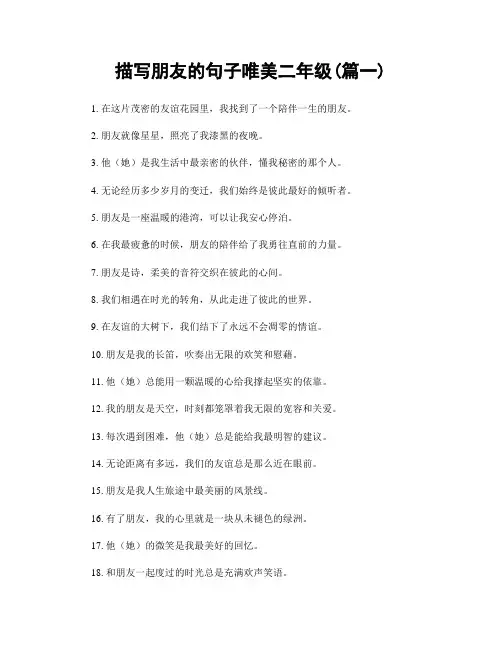 描写朋友的句子唯美二年级(精选2篇)