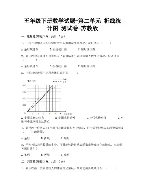 五年级下册数学试题-第二单元折线统计图测试卷-苏教版