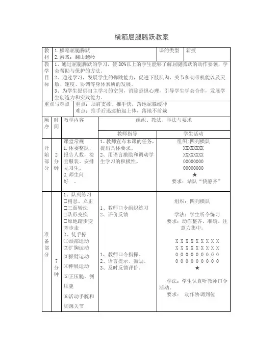 横箱屈腿腾跃教案