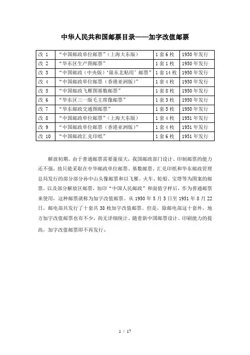 加字改值邮票