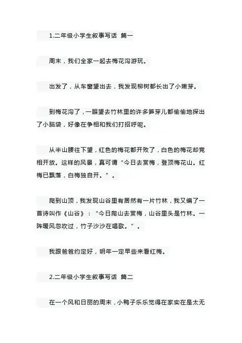 二年级小学生叙事写话