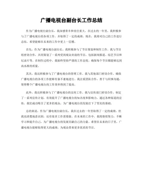 广播电视台副台长工作总结