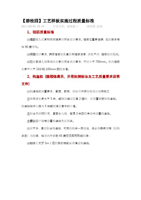 【碧桂园】工艺样板实施过程质量标准
