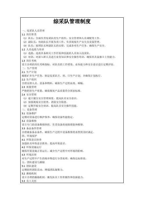 综采队管理制度