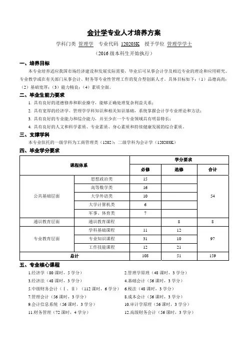 中国海洋大学会计学专业人才培养方案