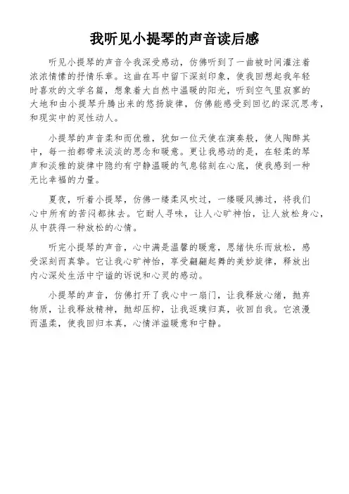 我听见小提琴的声音读后感