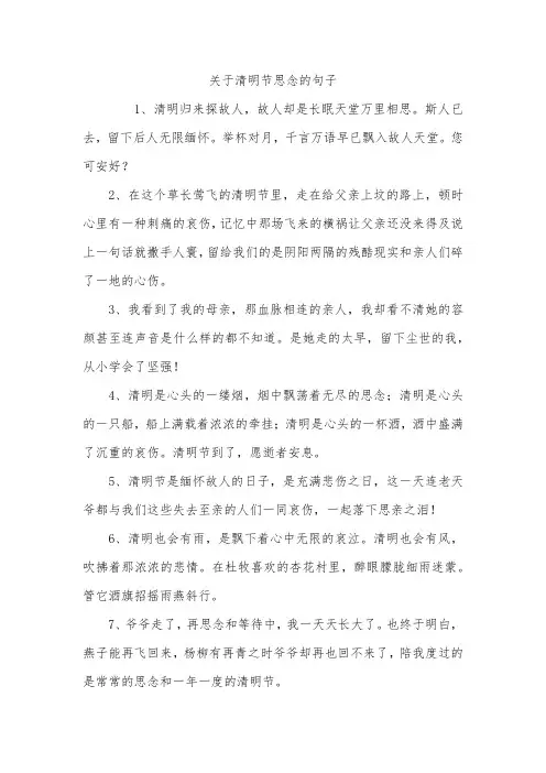 关于清明节思念的句子