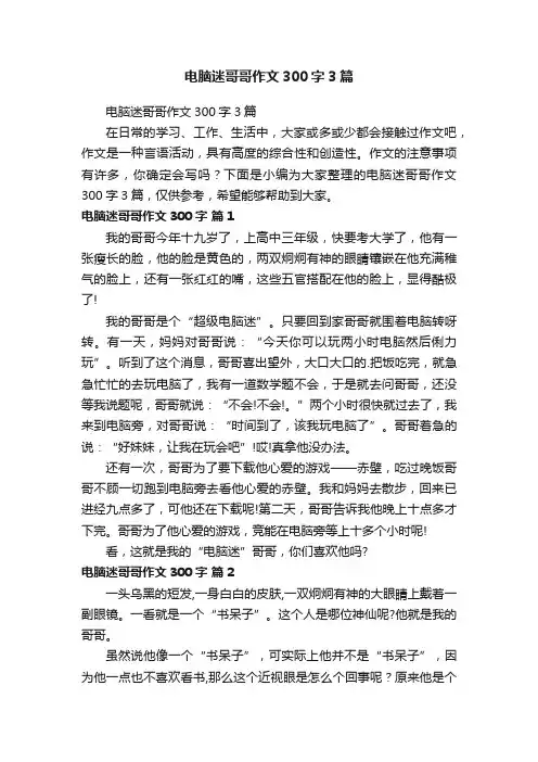 电脑迷哥哥作文300字3篇