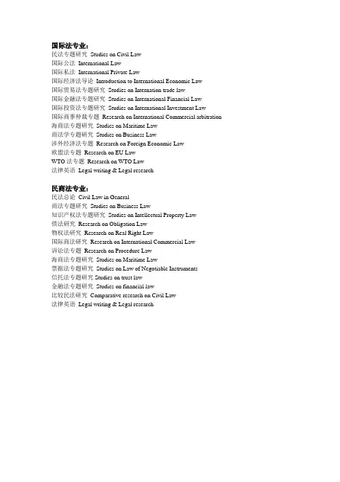 国际法专业中英文