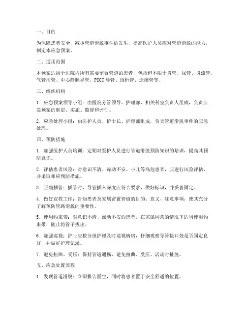 管道滑脱应急预案