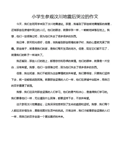 小学生参观汶川地震后哭泣的作文