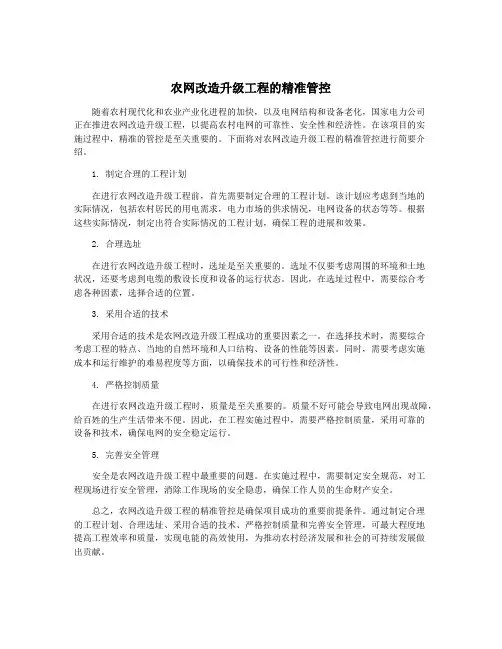 农网改造升级工程的精准管控
